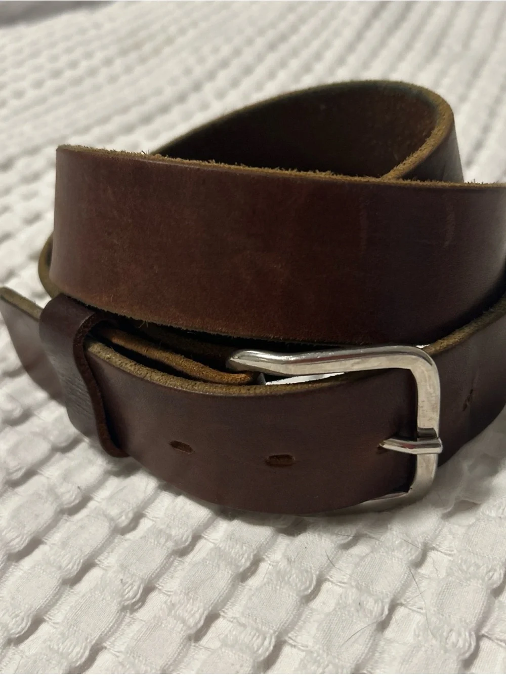 Main Street Forge Men's Full Grain Leather Belt Brown Size 36 Silver Buckle
